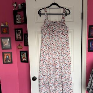 Old Navy Floral Print Dress - Red and Blue on White